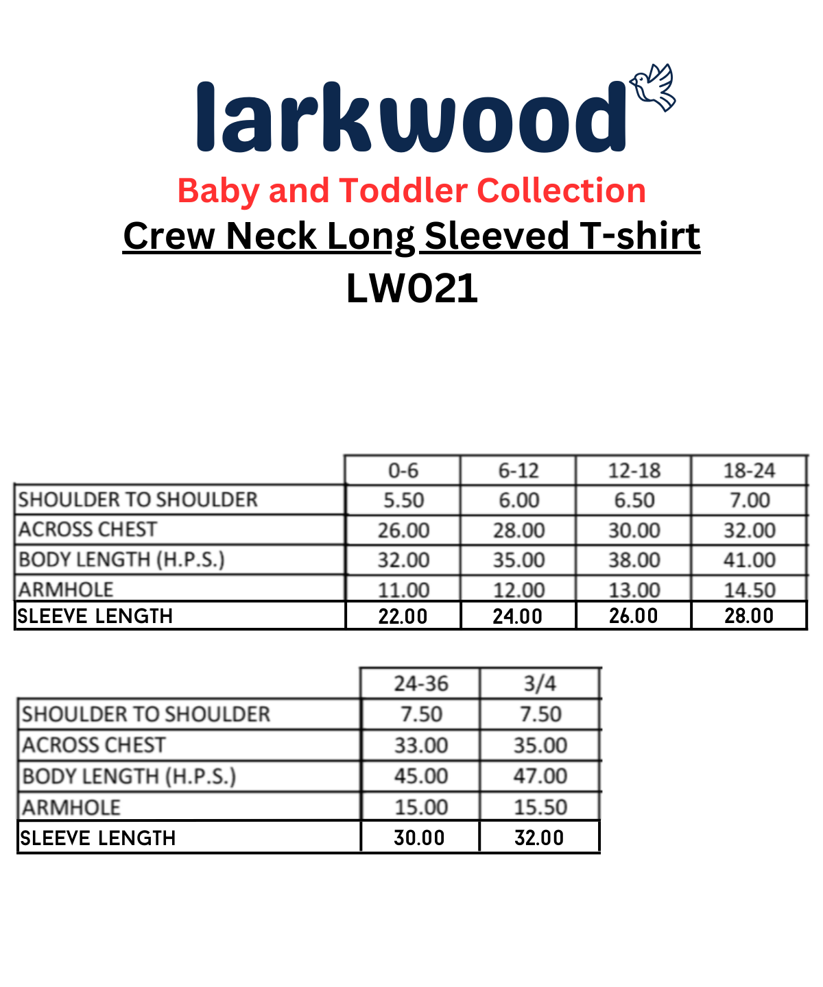Baby T-shirt Long Sleeve LARKWOOD LW21T