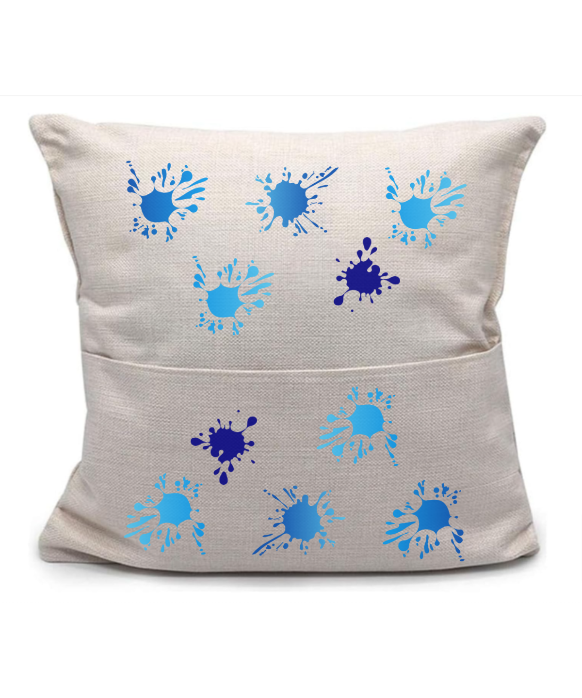 Personalised pillow with pocket – custom printed cushion in white, designed by CreatiPrint