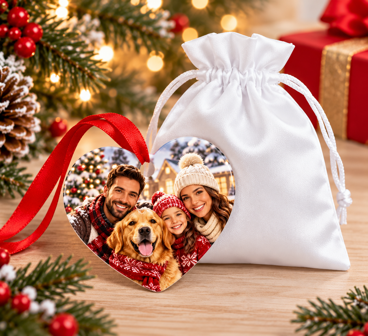 Custom Heart Aluminium Ornament – 3" | Double-Sided Print