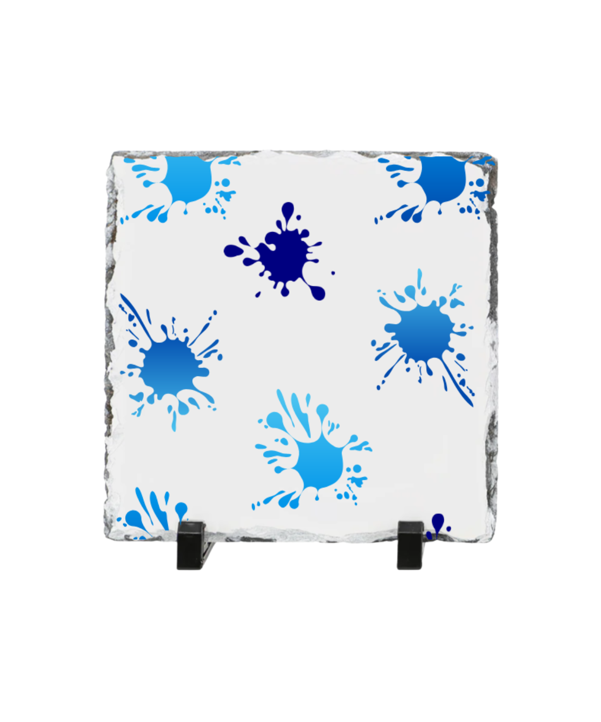 Personalised photo slate with custom image, stone frame and display stand